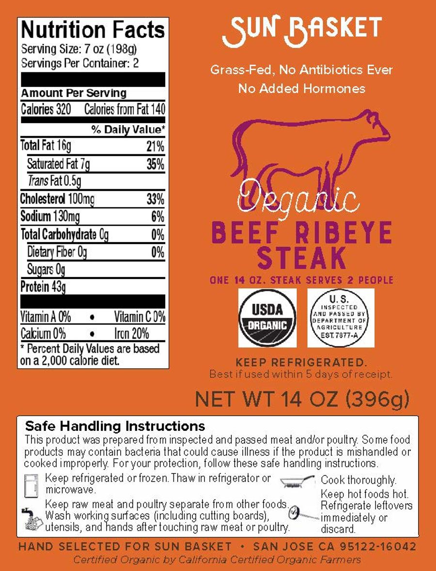 Organic rib-eye steak Nutrition