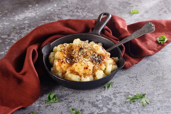 Cauliflower gratin with Gruyère, Parmesan, and herbed panko
