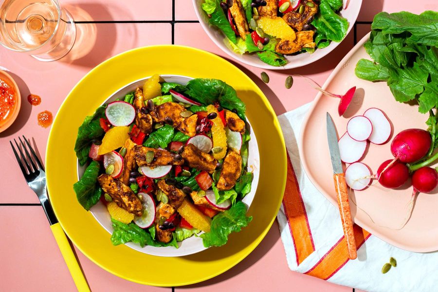 Tex-Mex salad with black beans, radishes, and honey-lime vinaigrette