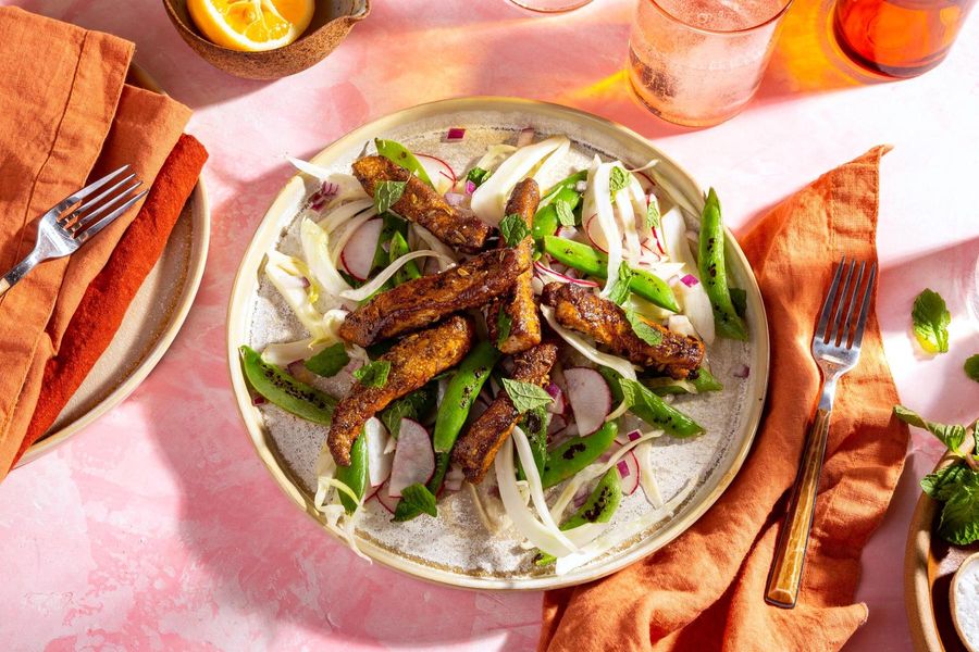 Fennel, snap pea, and radish salad with your choice of protein