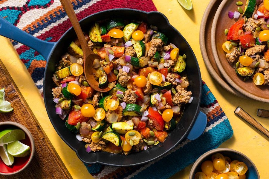 Superfast Tex-Mex Turkey Skillet with Green Chiles and Tomatoes image