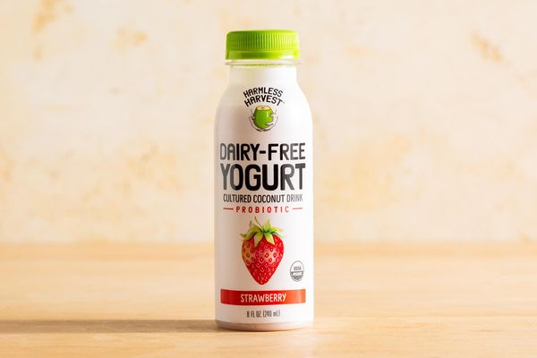 Organic dairy-free strawberry cultured coconut yogurt drink