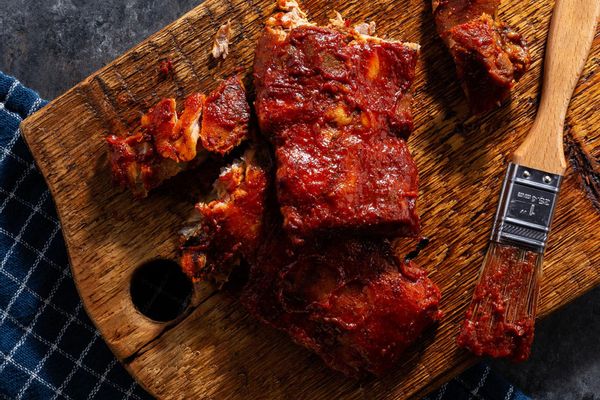 Boneless baby back ribs with BBQ sauce